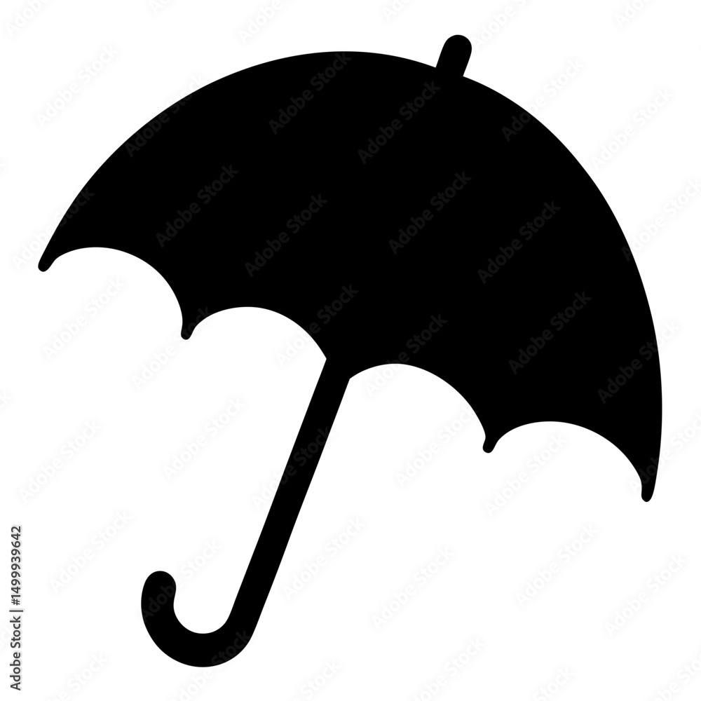 Monochrome depiction of a classic black umbrella, suitable for weather forecasts or design Monochrome depiction of a classic black umbrella, suitable for weather forecasts or design