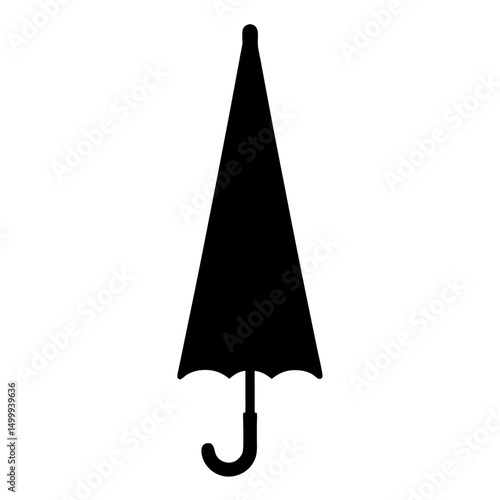 Closed Umbrella Symbol in Bold Black Silhouette to Ward Off Raindrops