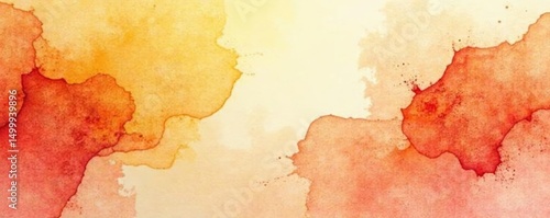 Pastel orange, yellow, red watercolor wash Asymmetrical geometric shapes, soft flow , abstract, gradient