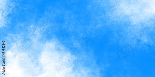 Blue sky and clouds. light colorful landing page flat background vector design. smoke fog or cloud in center with light border grunge design. Enjoy a soothing blue vintage gradient background.