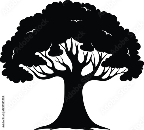 Tree Silhouette Tropical Nature Vector Icon Forest Jungle Leafy Plant Minimal