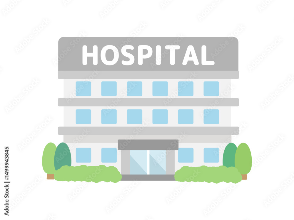 Fototapeta premium 病院 建物 イラスト