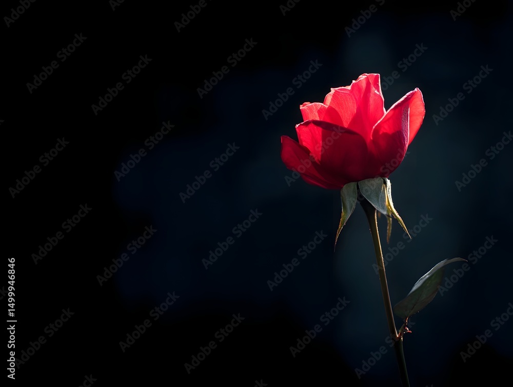 Obraz premium Striking red rose against a dark backdrop