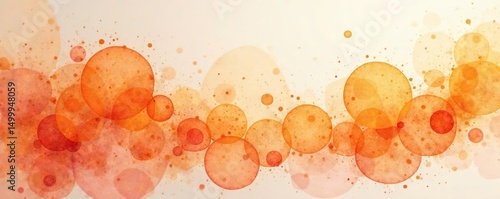 Whimsical orange watercolor, asymmetrical circles, dynamic fluid motion, pastel intensity , illustration, motion, shapes