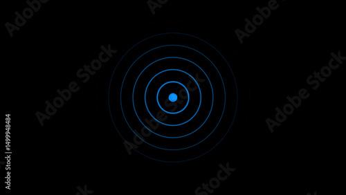 cyan color Technology Radio waves screen illustration . Communications Tower Icon illustration .Technology Radio wave signal icon on a black background.	