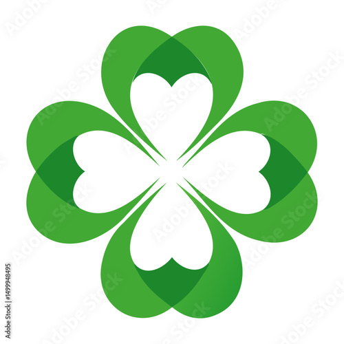 Classic Black Clover Leaf Vector on Transparent Background