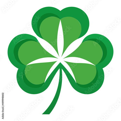 Clover Leaf Silhouette Vector Illustration on Transparent Background