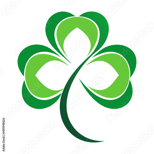 Classic Black Clover Leaf Vector on Transparent Background