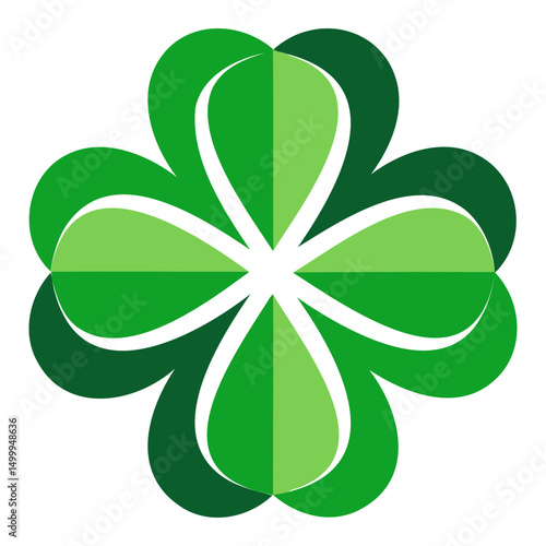 Flat Clover Leaf Silhouette Vector PNG Isolated on Clear Background
