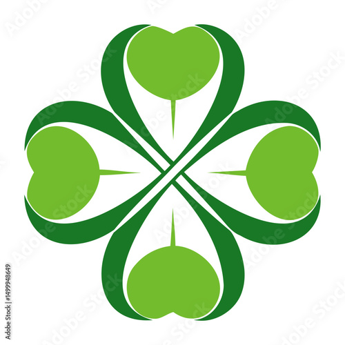 Elegant Four Leaf Clover Silhouette Vector on Transparent Background