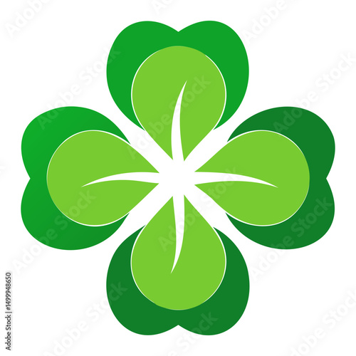 Elegant Four Leaf Clover Silhouette Vector on Transparent Background