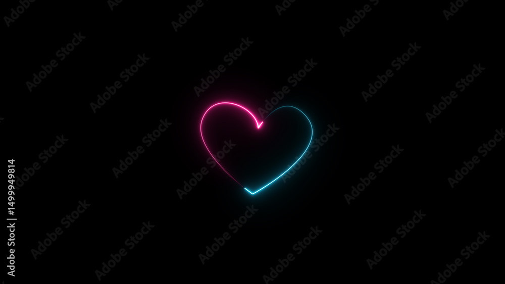 Neon heartbeat and pulse illustration. black background 4k illustration. Neon heartbeat and pulse illustration. black background 4k illustration.