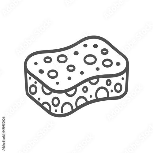 A simple outline illustration of a yellow kitchen sponge with a porous texture, perfect for cleaning tasks.