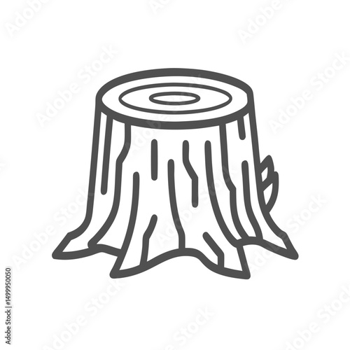Illustration of a tree stump, showcasing detailed bark texture and natural form.