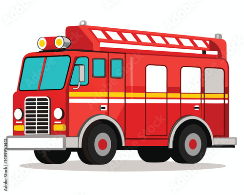 a fire engine ladder truck with intricate details and hoses
