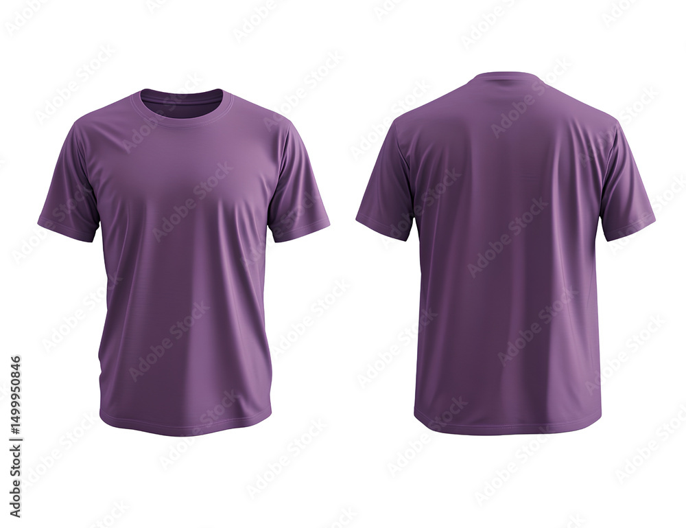 Purple color T-shirt front and back mockup, transparent background, Purple color T-shirt front and back mockup, transparent background,