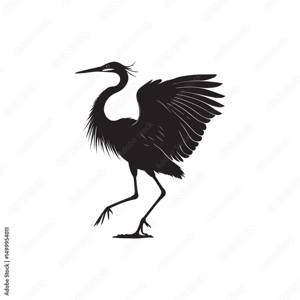 Black Crowned Crane Silhouette Black Crowned Crane Silhouette