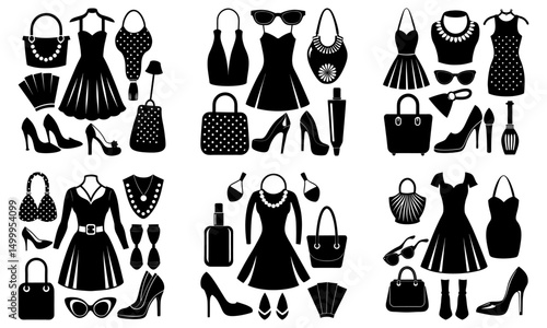 Fashionista's Must-Haves silhouette vector