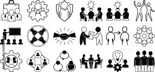 Teamwork and Collaboration Vector Icons