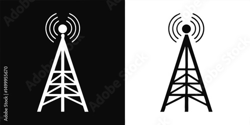 Radio tower vector icon for wireless communication and network signal illustration