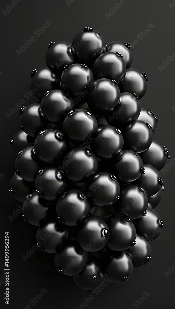 Fototapeta premium Close Up of a Cluster of Shiny Black Elderberries with Subtle Reflections