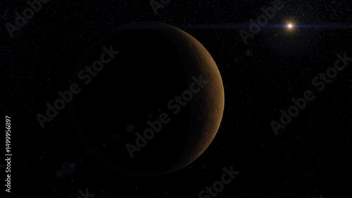 Venus in space with sun orbiting 4k textured