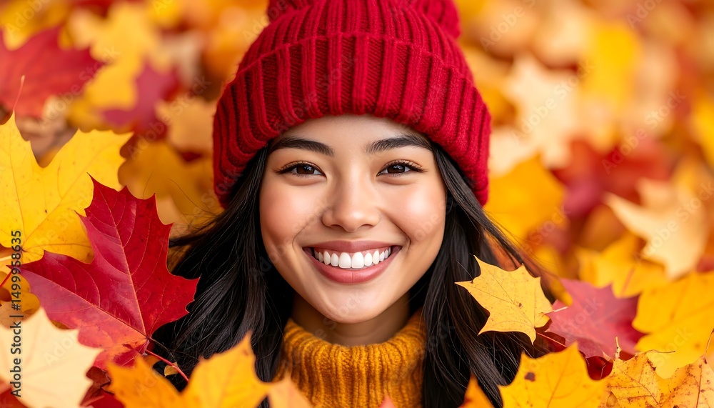 Happy woman autumn leaves portrait. Happy woman autumn leaves portrait.
