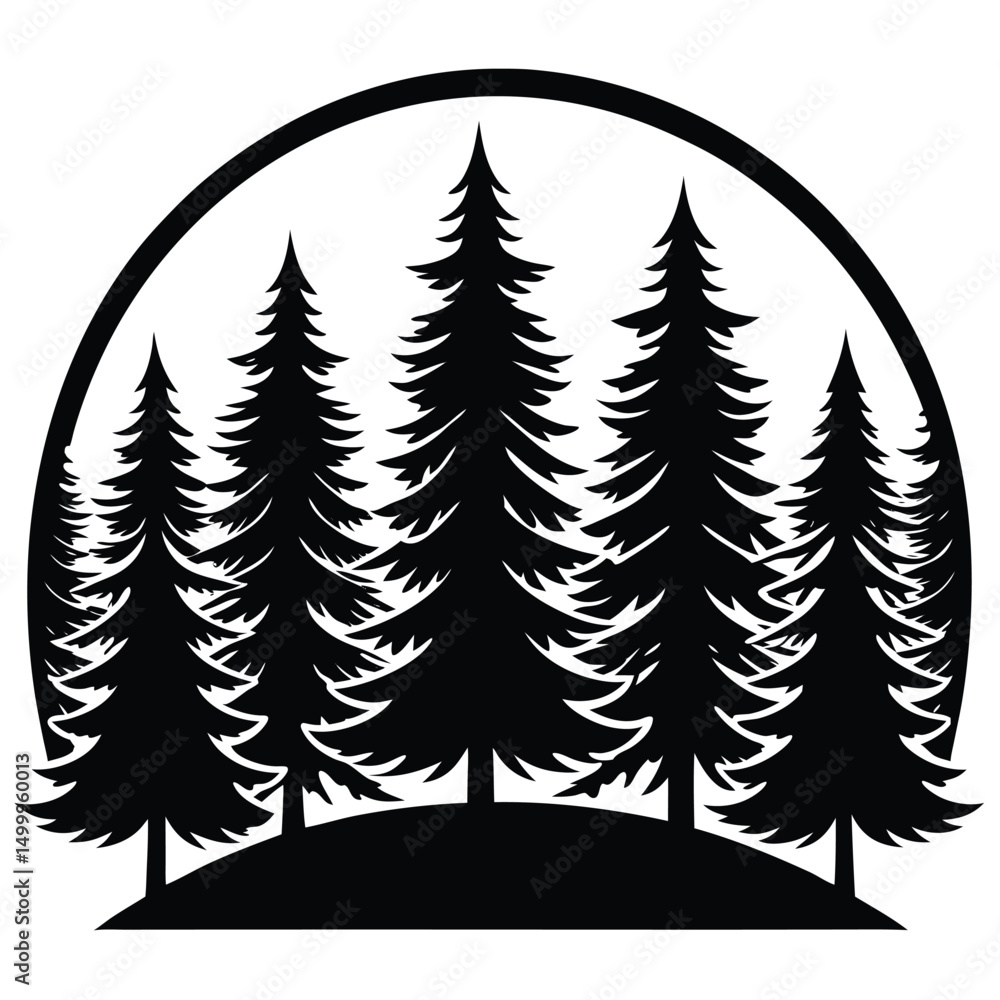 Obraz premium Pine Forest with Sunset Silhouette Design