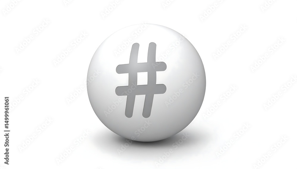 Obraz premium Hashtag Sphere with 3D Render.