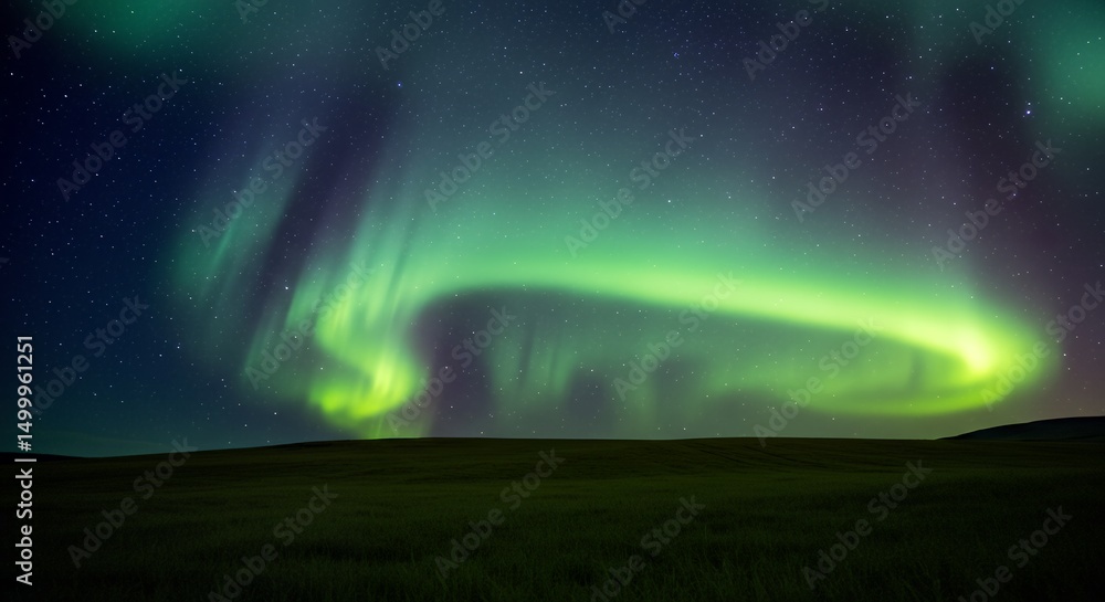 Fototapeta premium Northern Lights Over Field