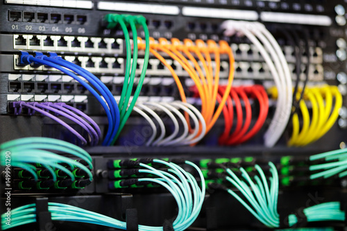 modern networking equipment in server racks