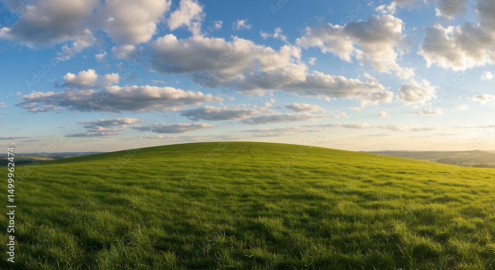 Fototapeta premium Green Hill Under Cloudy Sky
