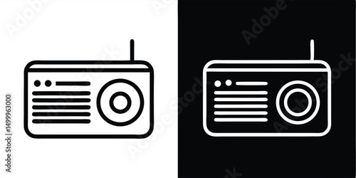  radio icon vector illustration on a square internet button