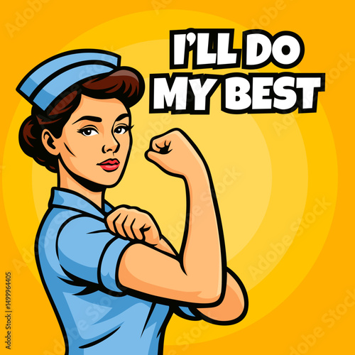 strong nurse drawing vector  character