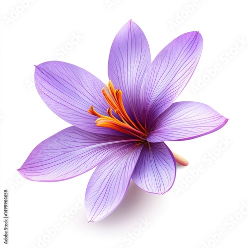 Detailed close-up of a vibrant purple saffron flower