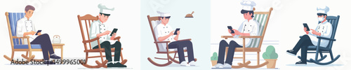 chef character vector sitting rocking chair