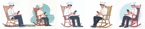 chef character vector sitting rocking chair
