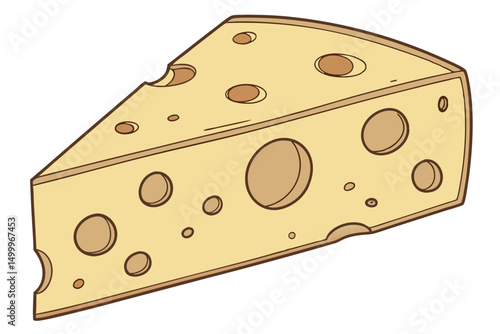 Swiss Cheese Flat Vector Illustration.