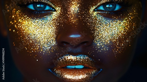 Wallpaper Mural Close up of a person's face with gold lips  Torontodigital.ca