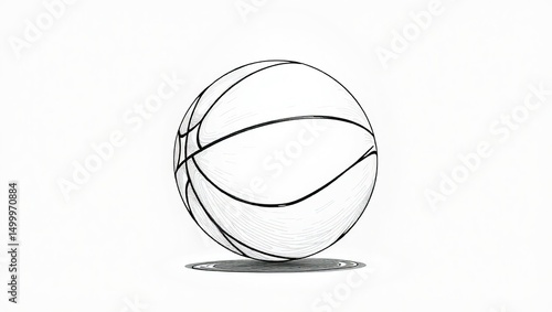 Detailed Basketball Ball Drawing, Studio Lighting, Clean Background