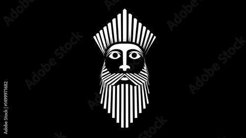 Gilgamesh Line Art Statue Epic Hero Sculpture Ancient King Figure Mesopotamia Art Vertical Line Design Mythological Icon Strongman Glyph
