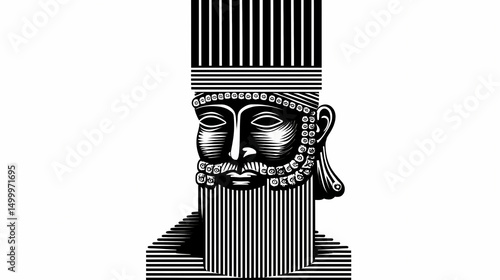 Gilgamesh Statue Vertical Lines Art Ancient Mesopotamia Hero Epic King Sculpture Minimalist Line Drawing Conceptual Artwork Historical Figure Graphic Design
