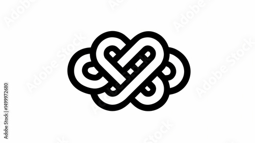 Gordian Knot Logo Black Lines White Background Complex Problem Solving Icon Tangled Design Illustration Business Solution Symbol Knotwork Graphic Design
