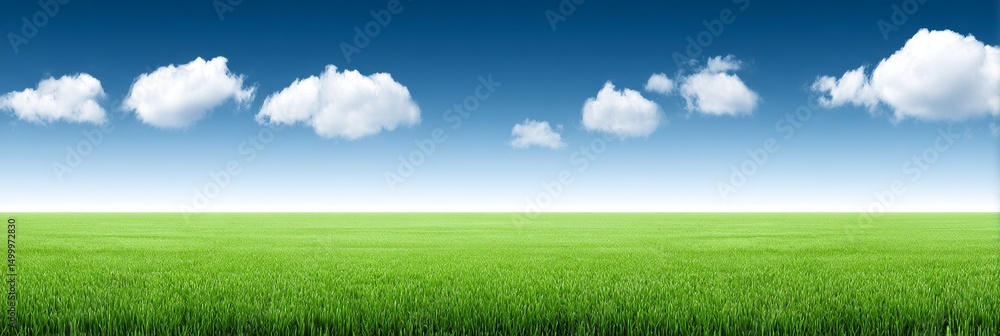 Summer Meadow Under Blue Sky - Serene landscape, bright sun, lush green grass, fluffy white clouds, vast open space. Symbolizing peace, nature, freedom, growth, and tranquility Summer Meadow Under Blue Sky - Serene landscape, bright sun, lush green grass, fluffy white clouds, vast open space. Symbolizing peace, nature, freedom, growth, and tranquility