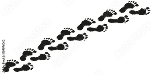 footprint shoe sole tracking path on transparent background, shoe footprint path vector illustration
