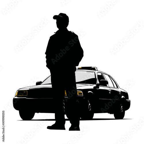 vector silhouette taxi driver .Generative AI