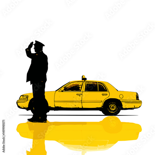 vector silhouette taxi driver .Generative AI