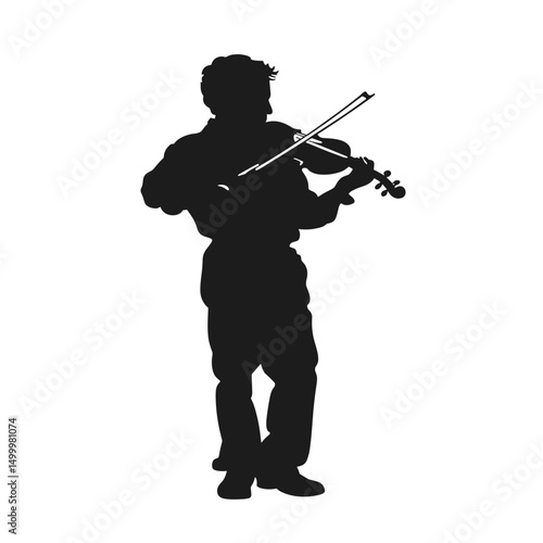 vector silhouette of violinist .Generative AI