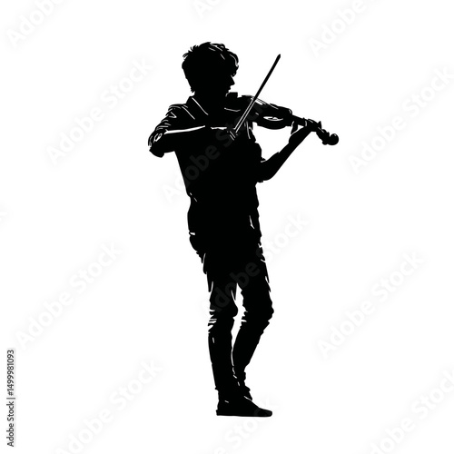 vector silhouette of violinist .Generative AI