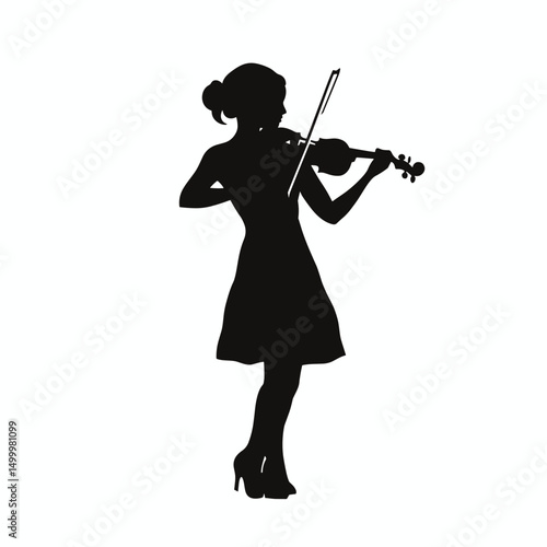 vector silhouette of violinist .Generative AI